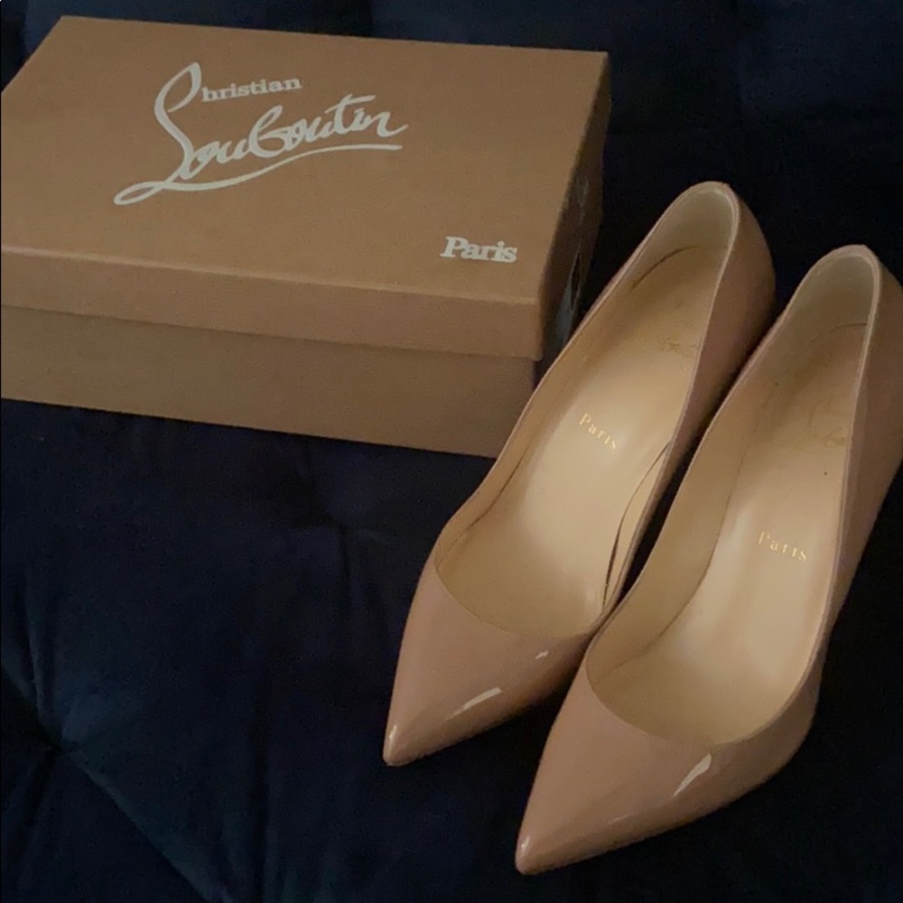 Christian Louboutin size 38 pigalle 85 patent nude